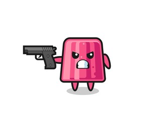 the cute jelly character shoot with a gun