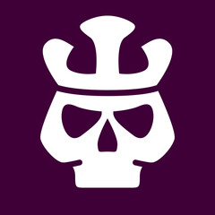 Dead head coronation horror.Dead king skull and crown.Mascot logo.Isolated on white background. Vector flat illustration.