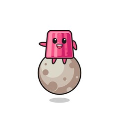 illustration of jelly cartoon sitting on the moon
