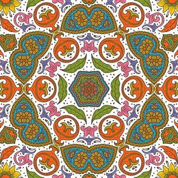 Abstract Pattern Floral Blue Pink Orange Green 271