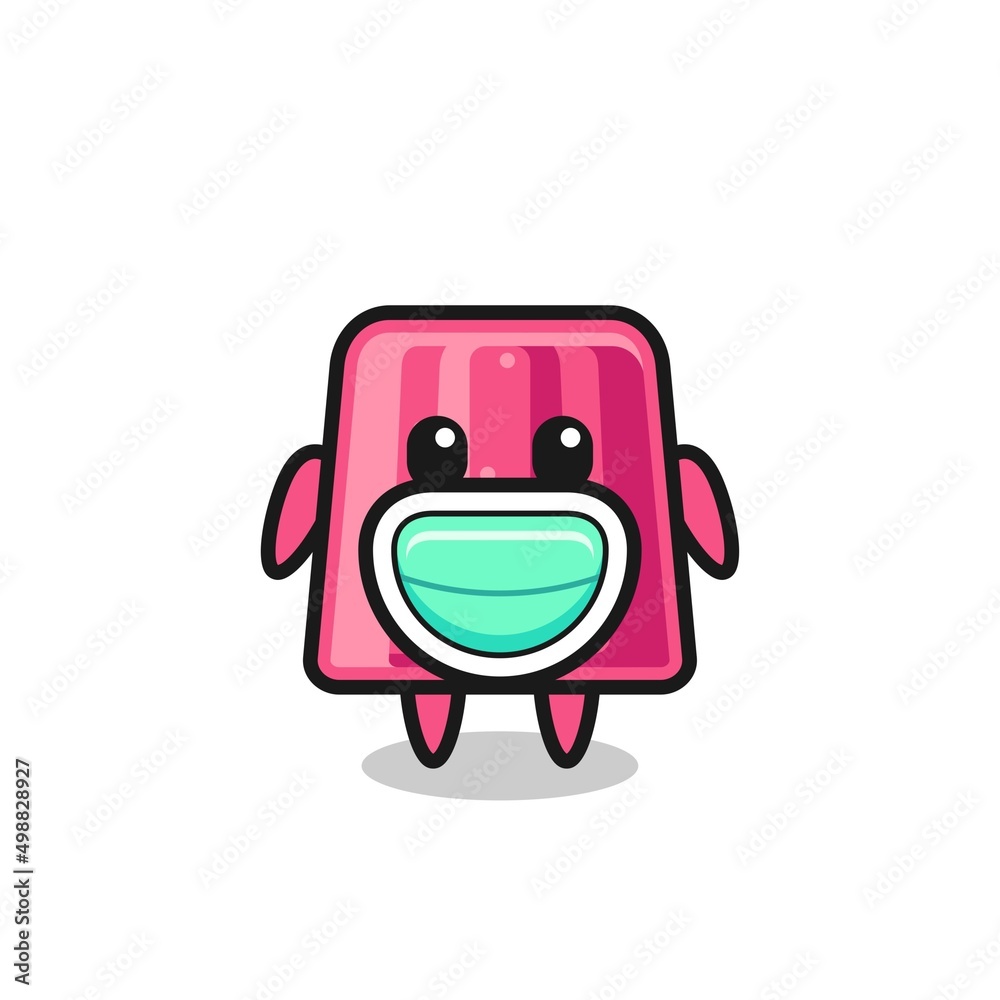 Poster cute jelly cartoon wearing a mask