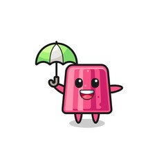 cute jelly illustration holding an umbrella