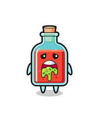 the cute square poison bottle character with puke