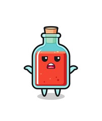 square poison bottle mascot character saying I do not know