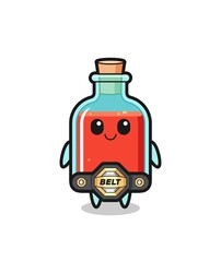 the MMA fighter square poison bottle mascot with a belt