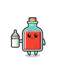baby square poison bottle cartoon character with milk bottle