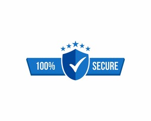 Secure protection vector stamp on white background