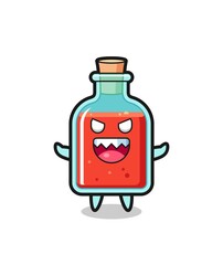 illustration of evil square poison bottle mascot character