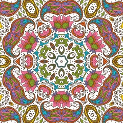 Abstract Pattern Floral Blue Pink Orange Green 163