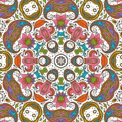 Naklejka premium Abstract Pattern Floral Blue Pink Orange Green 162