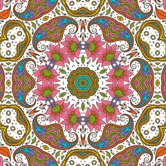 Fototapeta premium Abstract Pattern Floral Blue Pink Orange Green 158