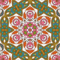 Abstract Pattern Floral Blue Pink Orange Green 140