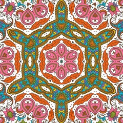 Abstract Pattern Floral Blue Pink Orange Green 130