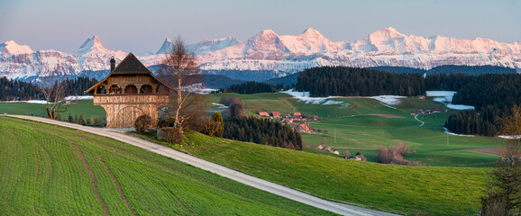 Emmental farmhouse with a view of the Bernese Alps