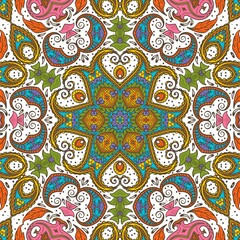 Naklejka premium Abstract Pattern Floral Blue Pink Orange Green 112