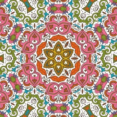 Abstract Pattern Floral Blue Pink Orange Green 107