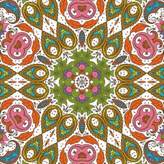 Abstract Pattern Floral Blue Pink Orange Green 93