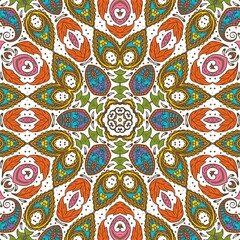 Abstract Pattern Floral Blue Pink Orange Green 92