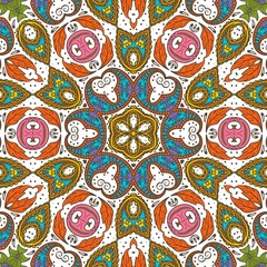 Abstract Pattern Floral Blue Pink Orange Green 91