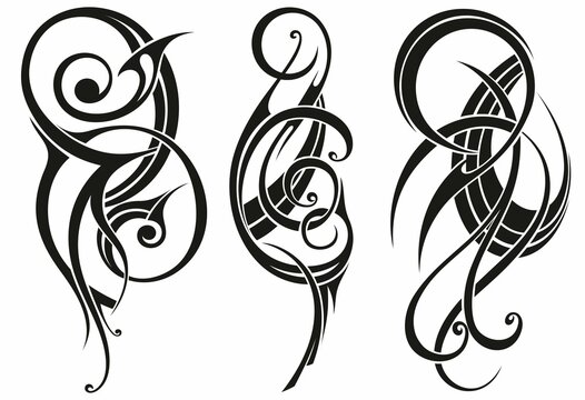 Set of Gothic style tattoo as abstract shape