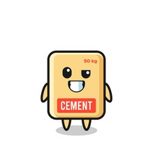 cute cement sack mascot with an optimistic face