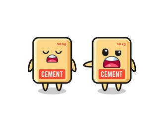 illustration of the argue between two cute cement sack characters