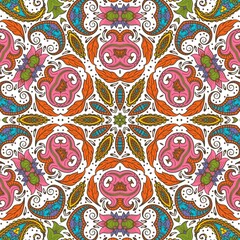 Fototapeta premium Abstract Pattern Floral Blue Pink Orange Green 79