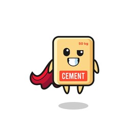 the cute cement sack character as a flying superhero