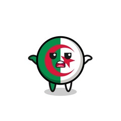 algeria flag mascot character saying I do not know