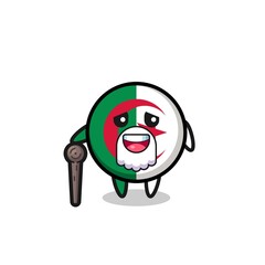 cute algeria flag grandpa is holding a stick