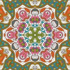 Fototapeta premium Abstract Pattern Floral Blue Pink Orange Green 55
