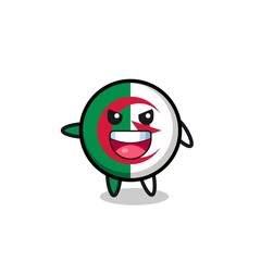 algeria flag cartoon with very excited pose
