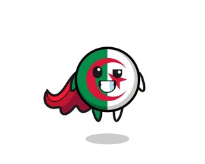 the cute algeria flag character as a flying superhero