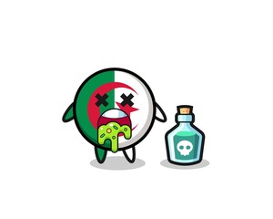 illustration of an algeria flag character vomiting due to poisoning