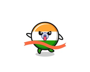 cute india flag illustration is reaching the finish