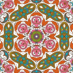 Abstract Pattern Floral Blue Pink Orange Green 30
