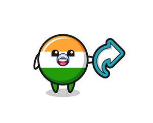 cute india flag hold social media share symbol