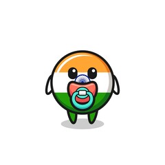 baby india flag cartoon character with pacifier