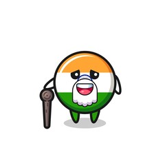 cute india flag grandpa is holding a stick