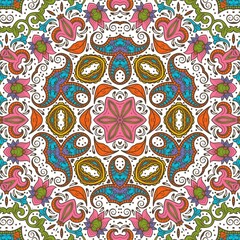 Abstract Pattern Floral Blue Pink Orange Green 17