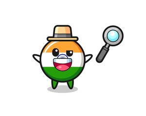 illustration of the india flag mascot as a detective who manages to solve a case