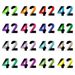 Paper cut number fourty two 42. Realistic 3D multi layers papercut effect isolated on white background. Figure of alphabet letter font. Decoration element for birthday or wedding greeting design