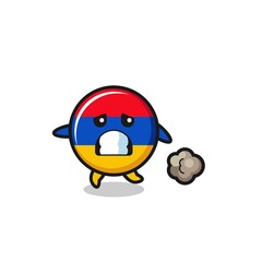 illustration of the armenia flag running in fear