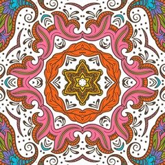 Abstract Pattern Floral Blue Pink Orange Green 4