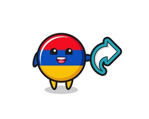 cute armenia flag hold social media share symbol