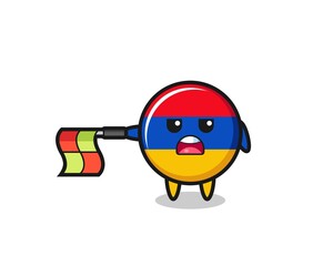 armenia flag character as line judge hold the flag straight horizontally