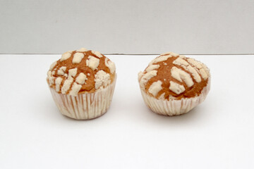 Mexican sweet bread Manteconchas vanilla flavor cupcake type made with butter that is sold in bakeries in Mexico originating in Querétaro and are a trend
