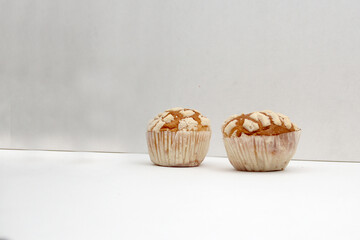 Mexican sweet bread Manteconchas vanilla flavor cupcake type made with butter that is sold in bakeries in Mexico originating in Querétaro and are a trend
