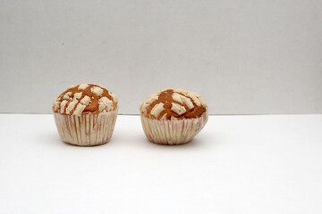 Mexican sweet bread Manteconchas vanilla flavor cupcake type made with butter that is sold in bakeries in Mexico originating in Querétaro and are a trend
