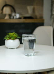 glass of water on a table